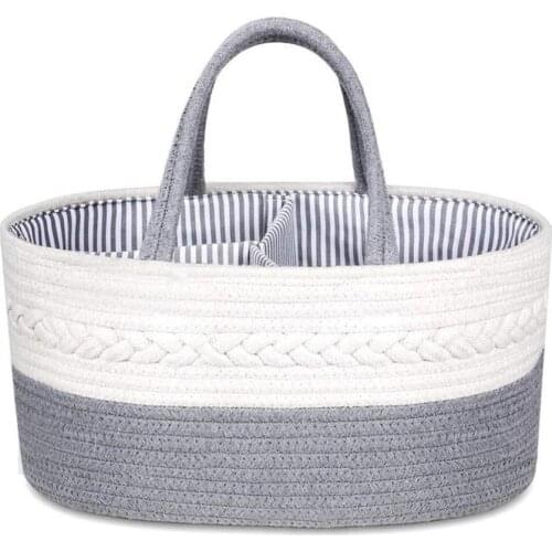 Baby Diaper Caddy Organizer Baby Shower Toy Basket Portable Nursery Cleanable Cotton Rope Storage Bin For Baies Kids