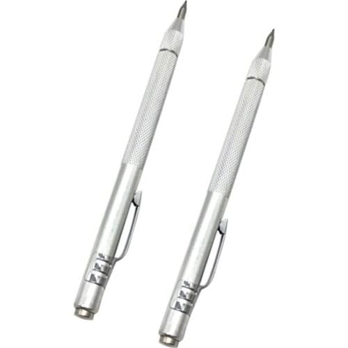 GTBL Tungsten Carbide Tip Scriber 2 Pack, Aluminium Etching Engraving Pen with Clip and Magnet for Glass/Ceramics/Metal Sheet