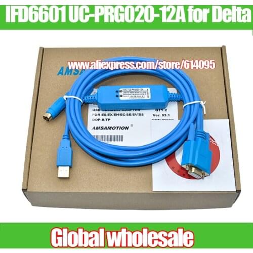 1pcs PLC touch screen HMI programming cable Download data IFD6601 UC-PRG020-12A for Delta /USB TO RS232 adapter for ES/EX/EH/EC