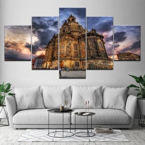 Canvas Painting Dresden Frauenkirche city architecture 5 Pieces Art Modular Wallpapers Poster Print for living room home Decor