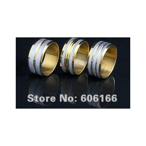 30x 10mm Drawbench Gold and Silver Tone Ring Stainless Steel Rings Fashion Jewelry