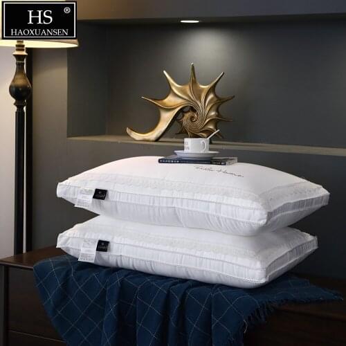 2pcs Hotel Style Princess Lace Design White Pillow Polyester 550 Fill Power Cover cotton Bedding Sets My Pillow