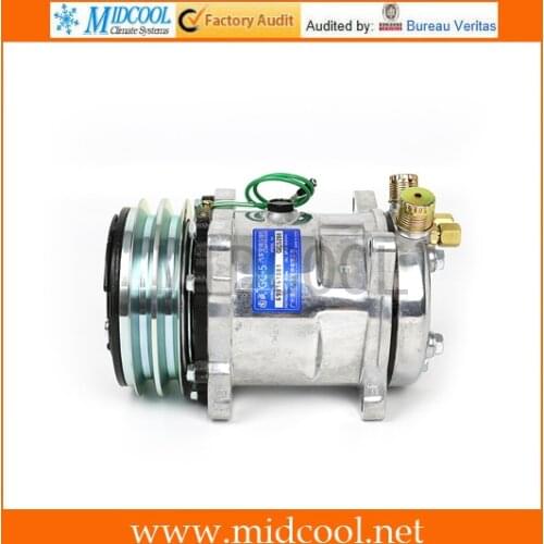 A/C AC Air Conditioning Compressor SD508 5H14 12V 2A V Belt Pulley Tractor Excavator Heavy Duty Truck Pickup Universal