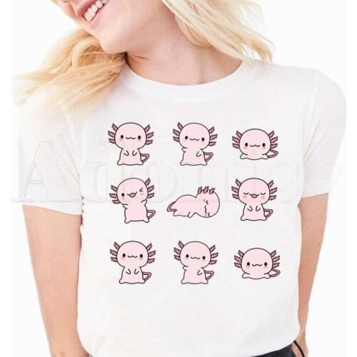 Axolotl Summer Fashion Shirt Graphic T Shirt Women Tops Base O-neck Tees Funny Girls Tshirt