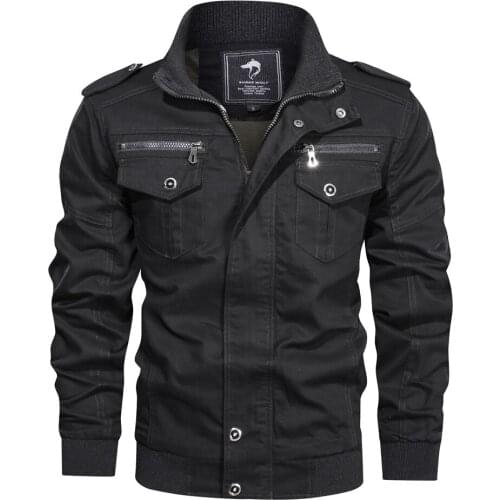 Shanghai Story Mens Cotton Lightweight Multi Pockets Zip Front Stand Collar Military Jackets 3 Color