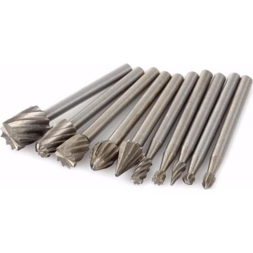 10 Pieces Dremel Rotary Tool Mini Drill Bit Set Cutting HSS Routing Router Grinding Bits for Woodworking Knife Wood Carving Tool