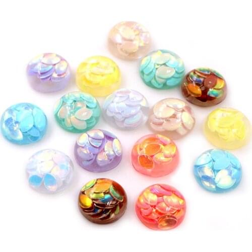 New Fashion 40pcs 12mm Mix Colors Four seasons Falling leaves Style Flat back Resin Cabochon For Bracelet Earrings accessories