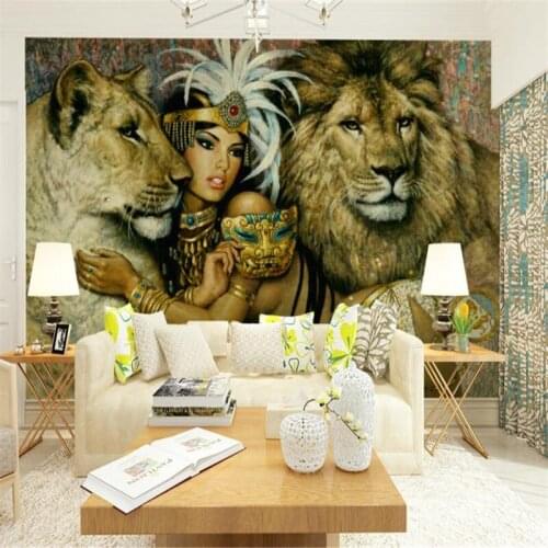 Beibehang papel de parede KTV bars silk cloth wallpaper mural office clothing Evening entertainment personality beauty Lions