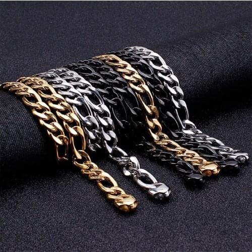Huge heavy 12mm gold/black Mens Fashion jewelry stainless steel NK curb link chain necklace bracelet 8.5''-26'' choose