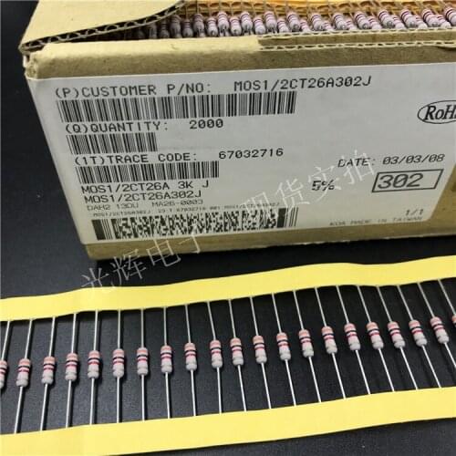Original new 100% MOSX1/2CT26A302J 3K 1/4W 5% 2.5*6.2MM color ring small metal film copper resistance (Inductor)