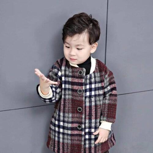 Korean Version of The Coat Autumn and Winter, New Girls Small and Medium Childrens Collar, Lattice, Childrens Coat, 077