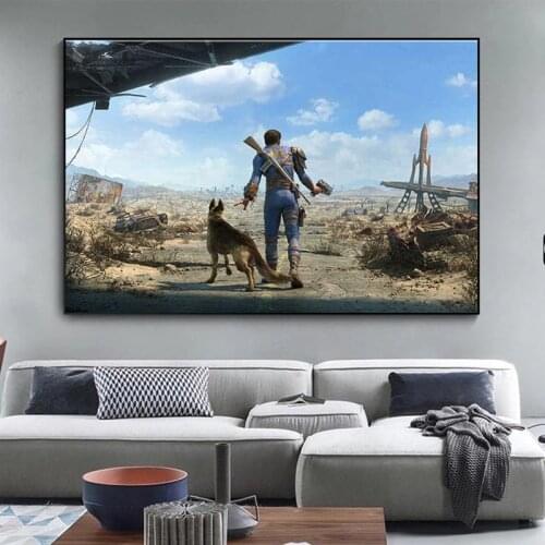 Fallout 4 Video Game Poster Mr. Pebbles Cat Posters and Prints Wall Art Canvas Painting Picture KIDS Room Decorative Home Decor