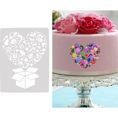 Strew Duster Cupcake Scrapbooking Stencils Plastic Fondant Decoration Baking Tool Love Heart Spray Flower Cake Stencil Cake Mold