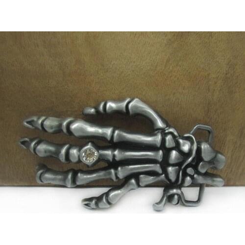 BuckleClub wholesale zinc alloy skull palm belt buckle FP-03610 western cowboy belt buckle jeans gift belt buckle pewter finish