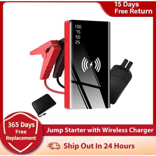 Jump Starter 20000mAh PowerBank 12V Car Battery Booster Portable Starting Device Emergency Battery Charger with Wireless Charger