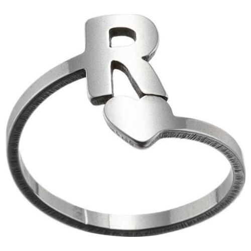 Adjustable Delicate Cute Stainless Steel Women Girls 26 Letters Open Mouth Rings Brief Style No Fade Good Quality