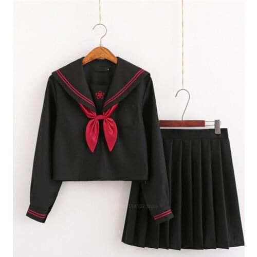 Japanese School Uniform Sailor Dress Suit Girls Korea Style Jk Short&Long Sleeve Hell Pleated Skirt Academy Anime Kawaii Cosplay