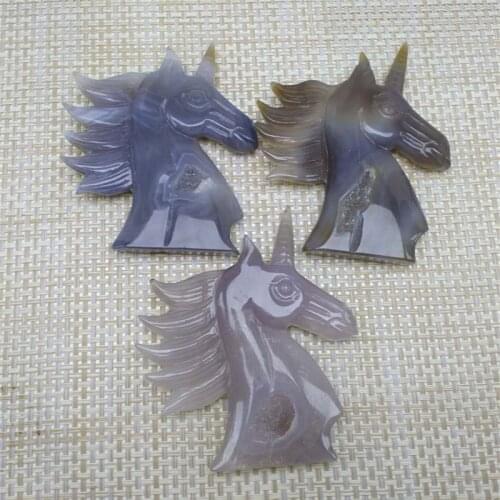 New arrivals carved gemstone natural quartz crystal agate geode Druzy unicorn sculpture for gift 1pcs