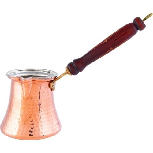 Turkish Coffee Pot Maker Copper with Wood Handler Teapot Hammered Ibrik Vintage Greek Coffee Jazzva Briki Cup турецкий кофейник