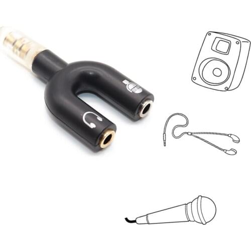U-shaped Headphone Adapter 3.5mm Male To Female Double Sharing Splitter Stereo Audio Output Microphone Headphone Splitter