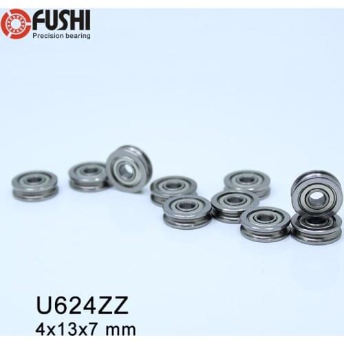 Great Chrome Steel U624ZZ (10Pcs) U Groove Sealed Ball Bearing 624UU Guide Track Roller Bearing U624 Embroidery Machine Bearing