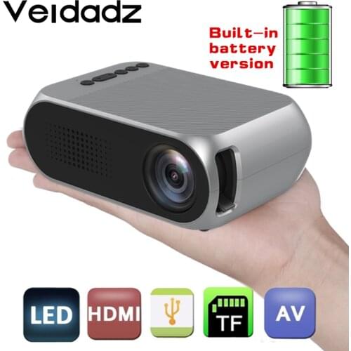 VEIDADZ LED YG320 Built-in battery version led projector YG-320 hdmi usb TF AV mini projector home media HD video player