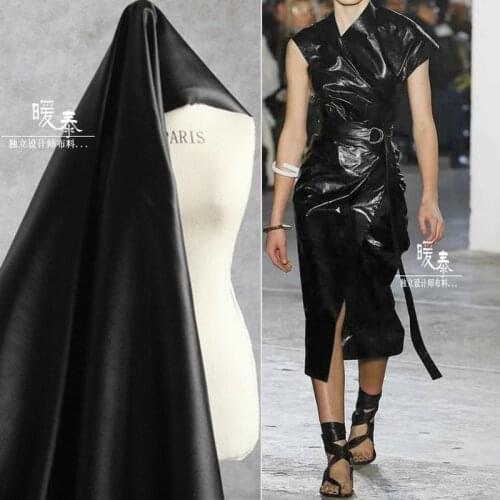 Matte black High Stretch Leather Cloth 4-way Elastic Imitation PU DIY Stage Decor Coat Tights Leggings Dress Designer Fabric