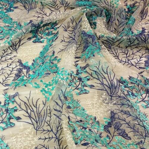 High-grade gold thread Heavy embroidery flower mesh lace fabric diy fashion dress skirt Clothing accessories French lace fabric