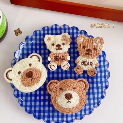 Korean Style Hair Accessories Knitted Hairpins Girls Handmade Cartoon Bear Hairclips Cute Top Clip Barrettes Women Headdress
