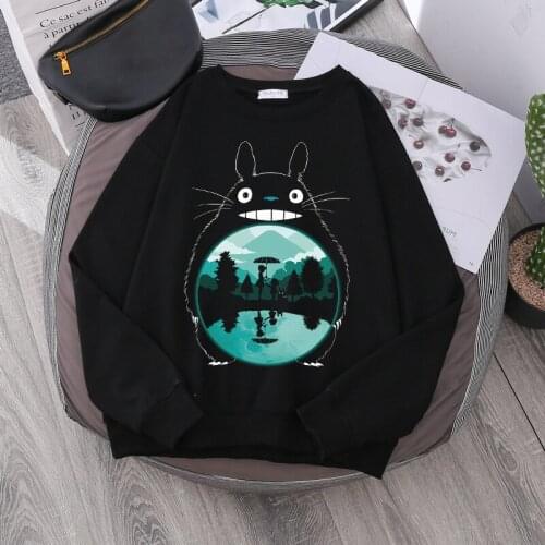 Totoro Harajuku Gothic Summer anime Cartoon Print Girls Pullover Autumn Long Sleeve Hoodies Plus Size Loose Women Sweatshirts