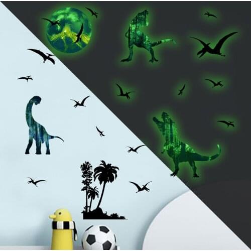 Zollor Luminous Dinosaur Pterosaur Moon Wall Sticker Bedroom Childrens room Dormitory Creative Decoration Stickers Removable
