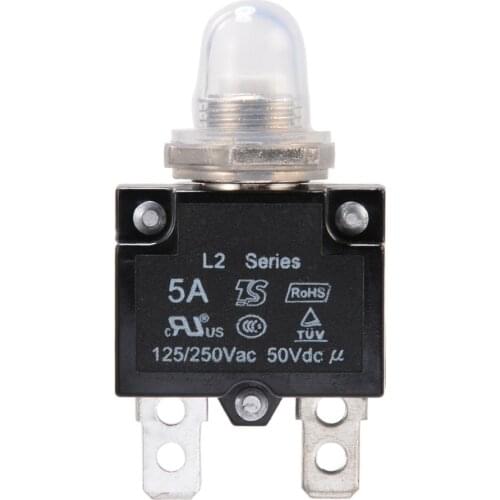 1pc Black Push Button Resettable Thermal Circuit Breaker 12/24V With Waterproof Cap 5A/10A/15A/20A/30A Panel Mount