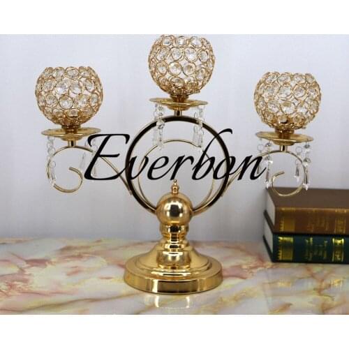 10PCS/LOT Flowers Vases Candle Holders Road Lead Table Centerpiece Metal Gold Stand Pillar Candlestick For Wedding Candelabra