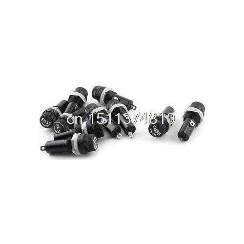 10 Pcs Screw Cap 14mm Panel Mounting 6mm x 30mm Fuse Holder Socket