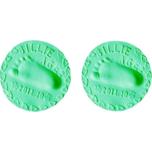 2PCS Baby Hand Print Foot Print Keepsake Kit Clay Casting Kit for Baby Shower Gifts, for Boys & Girls, Green