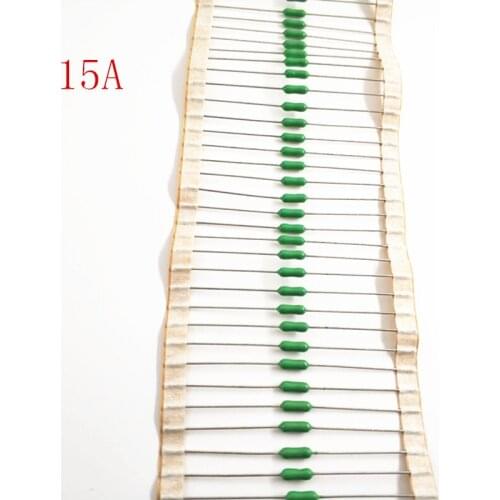 20pcs/lot 15A 125V/250V 2.4*7mm Axial Lead Green Fuse 15A 2.4 x 7 Fast Blow PICO Resistance Fuse