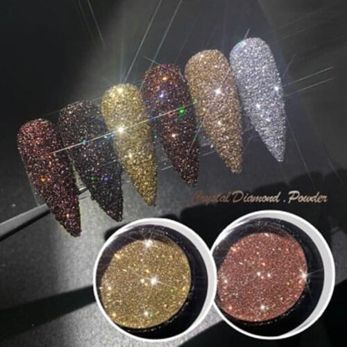 6Colors Bundi Crystal Rhinestone Nails Glitter Powder for Club Disco 0.5g/Jar Party Diamond Glitter Pigment for a manicure Decor