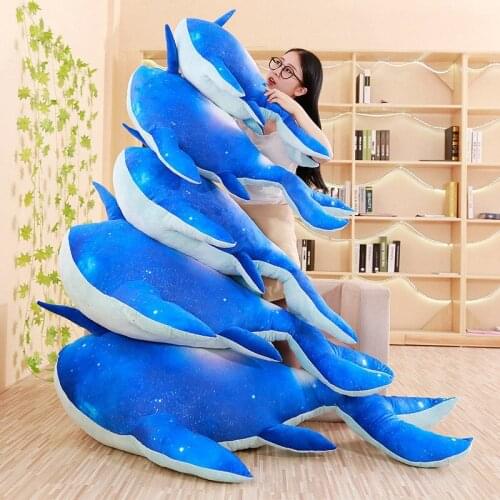 80cm/100cm Blue Big Whale Plush Pillow Soft Cartoon Animal Kun Stuffed Doll Sofa Bed Decoration Pillow Kids Birthday Best Gifts