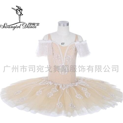 Ballet Beige Fairy Harlequinade Variation Professional Tutu Dress Kids Performance Competiton Tutu Costume JY015