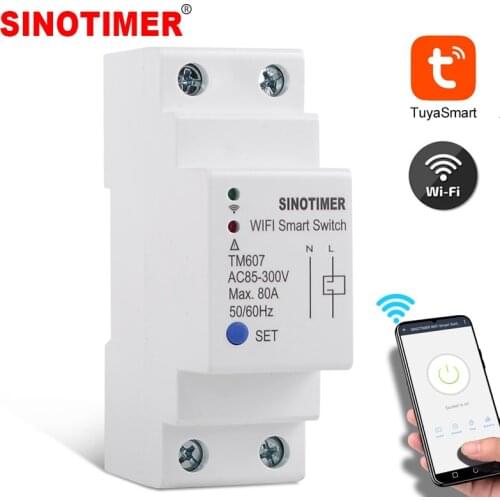 80A Electric Tuya APP Wireless Remote Control Smart Switch WiFi Timer Countdown Time Switch Breaker DIY Lights Alexa Google Home