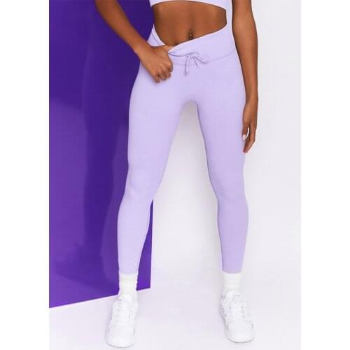 New Threaded Yoga Pants Womens High Waist Drawstring Leggings Sweatpants Gym Pants Workout Push Up Leggings Seamless Tights