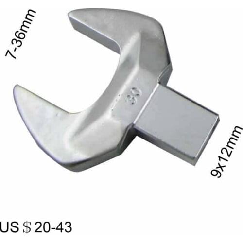 Taiwan manufacturing Interchangeable torque wrench head 9x12mm open ended insert tools 7-36mm fork wrench head
