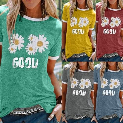 Little daisy Print T Shirt Women Tops Summer Harajuku T Shirt Fashion Graphic Female T-shirt Kawaii Casual Tee Woman Clothing