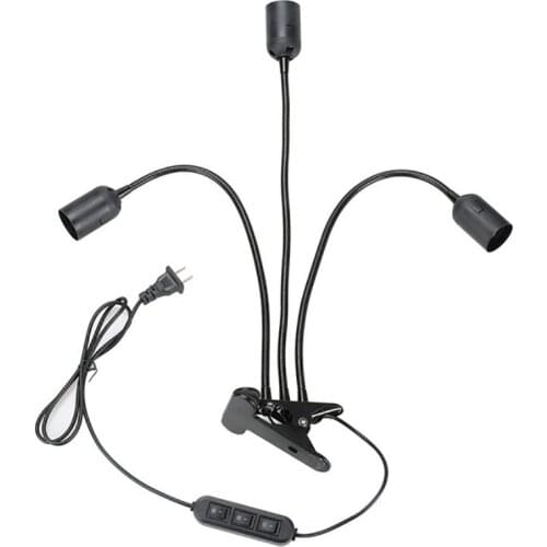 360 Degrees Flexible Desk Lamp Holder 3 Heads E27 Base Light Socket Gooseneck 1.8M Cable with On off Switch Plug for Grow Light