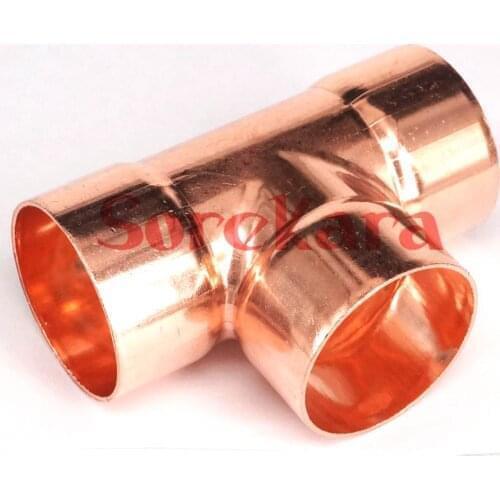 I.D 45x1.5mm Copper End Feed Euqal Tee 3 Ways Pipe Adapter Air Conditioner Refrigeration Gas Water Oil