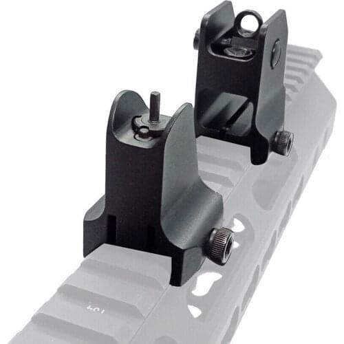 Front Rear Set Flip Up Backup Sights Fit Rifle 20mm Picatinny Weaver Rail Hount For Airgun Shotgun Shooting