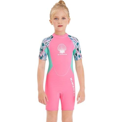 New childrens diving suit 2.5MM one-piece warm winter swimsuit girls short-sleeved cold-proof snorkeling surfing jellyfish suit