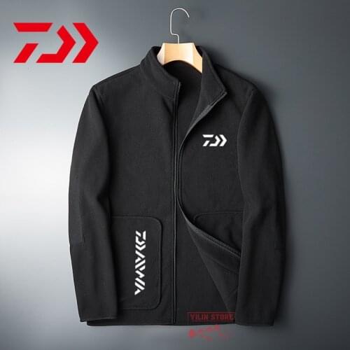 Daiwa Fishing Jackets Men Outdoor Warm Fleece Fishing Clothes Zipper Fishing Shirt Outerwear autumn Clothing for Winter Fishing