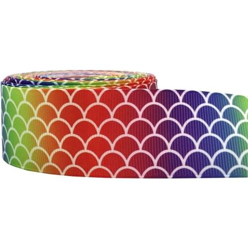 32mm 10yards Mermaid Fish Scales Ribbons Thermal transfer Printed grosgrain Wedding Accessories DIY material