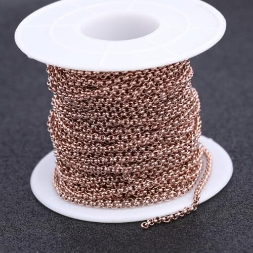 Reidgaller 10meteres/roll rose gold plated stainless steel metal necklace chains for jewelry making diy bracelet accessories